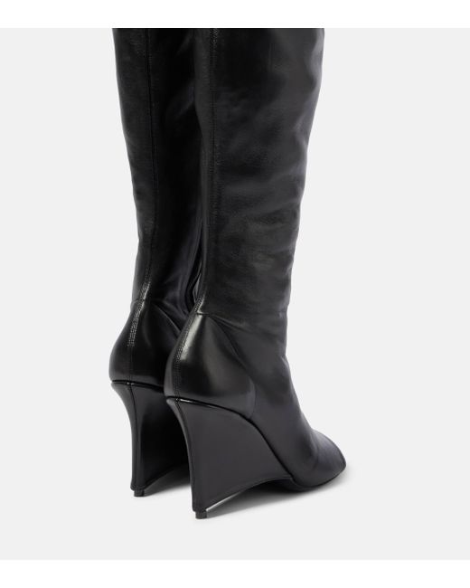 Givenchy Black Shark Lock Leather Knee-high Boots