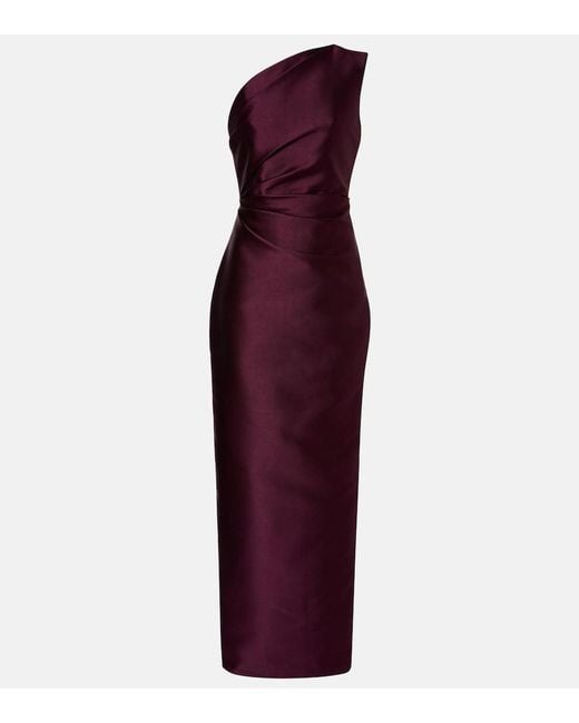Solace London Purple Kira Draped Satin Gown