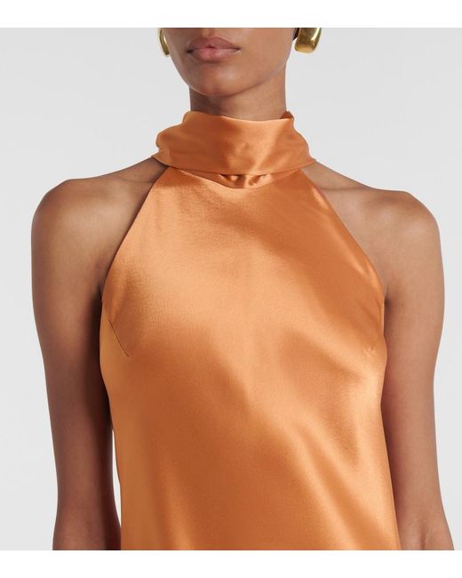 Galvan Orange Midikleid Sienna Aus Satin