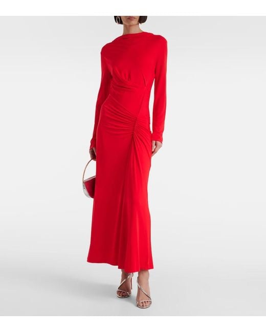 Jonathan Simkhai Red Ruched Ferrera Midi Dress