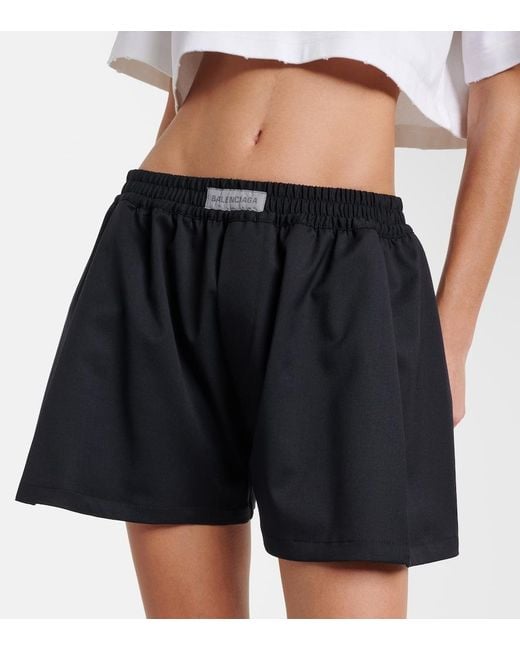 Balenciaga Blue Logo Wool-Blend Shorts