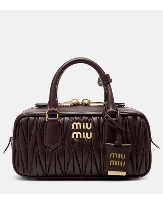 Miu Miu Brown Tote Arcadie Aus Matelasse-Leder