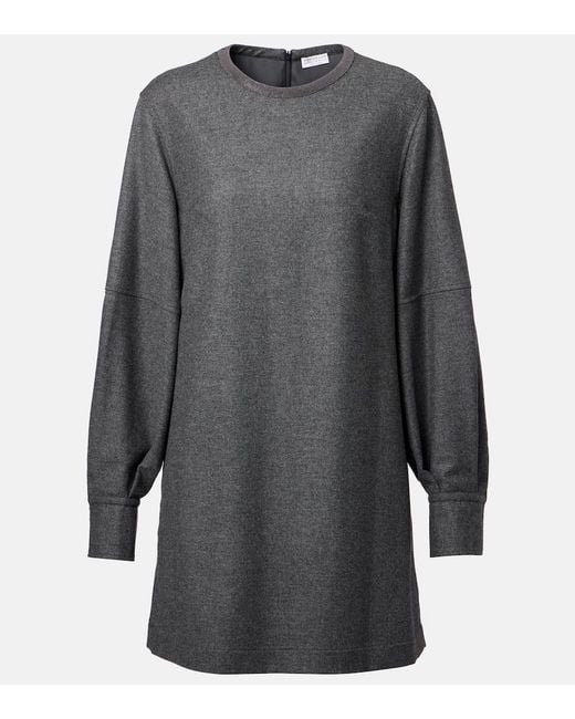 Brunello Cucinelli Gray Wool And Cashmere Minidress