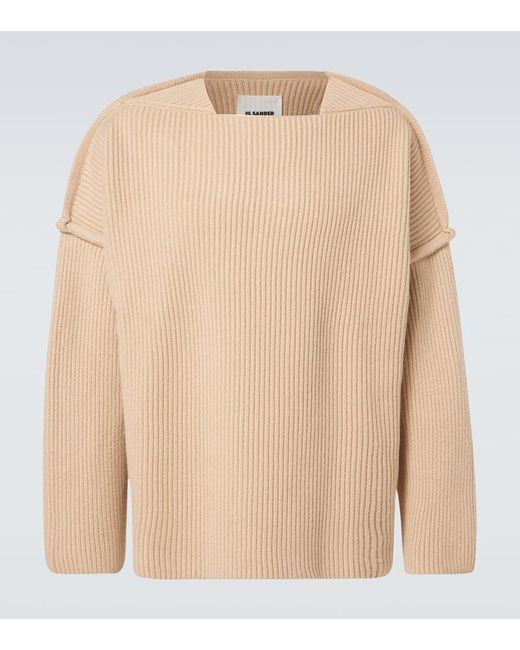 Jil Sander Natural Oversized Wool Sweater for men