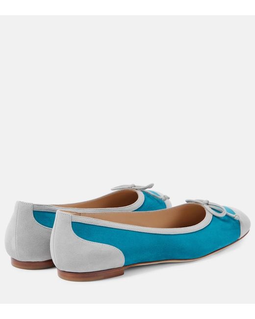 Manolo Blahnik Blue Capbal Suede Ballet Flats