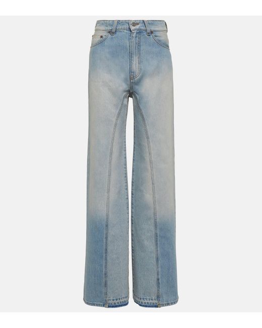 Victoria Beckham Blue High-rise Wide-leg Jeans