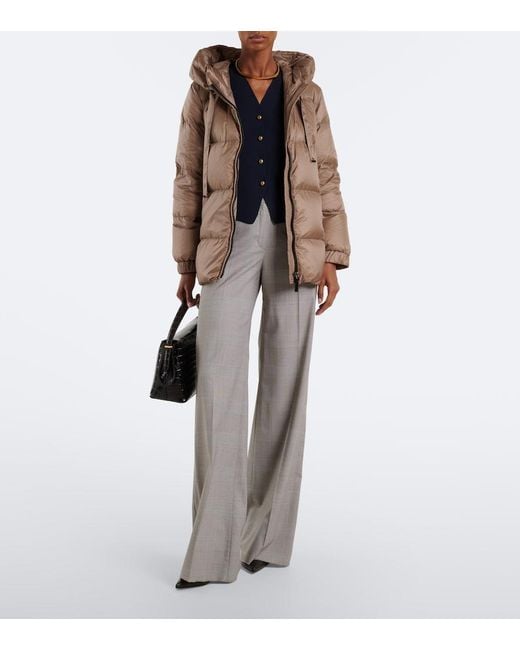 Max Mara Brown The Cube Hooded Quilted Down Jacket