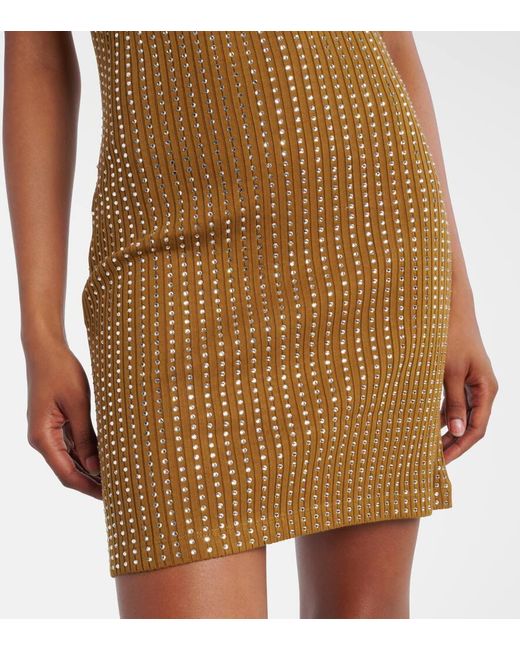 The Attico Brown Minikleid Aus Baumwoll-Jersey Mit Kristallen