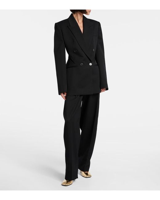 Givenchy Black Cutout Wool Wide-Leg Pants