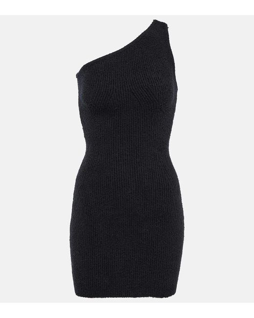 Wardrobe NYC Black Ribbed Cotton-Blend Minidress