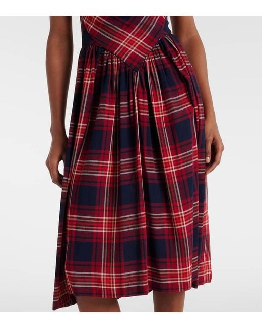 Vivienne Westwood Red Sunday Tartan Draped Bustier Dress