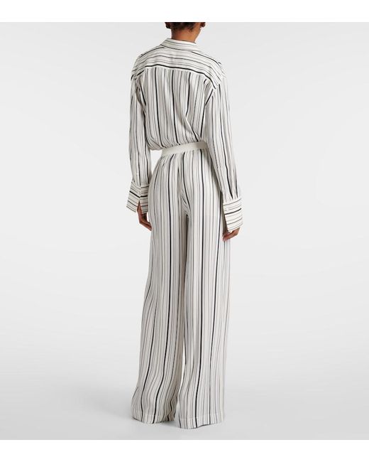 Joseph White Hulin Striped Silk Crepe Wide-Leg Pants