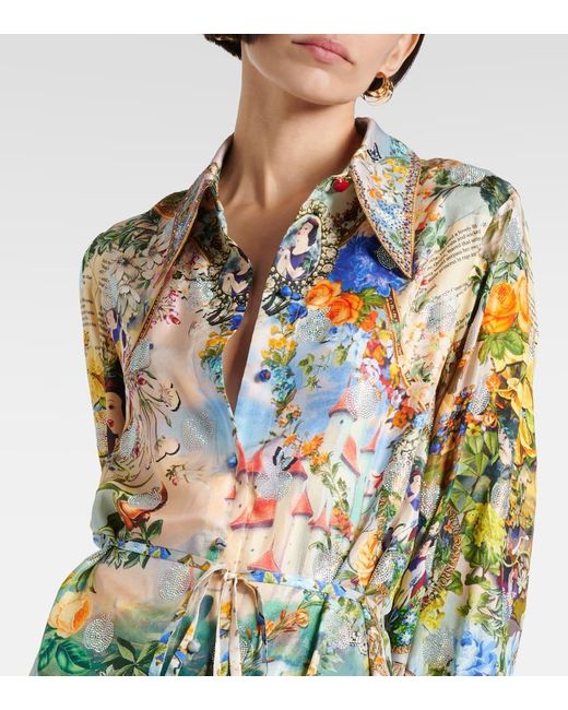 Camilla Green Bedrucktes Hemdblusenkleid aus Seide