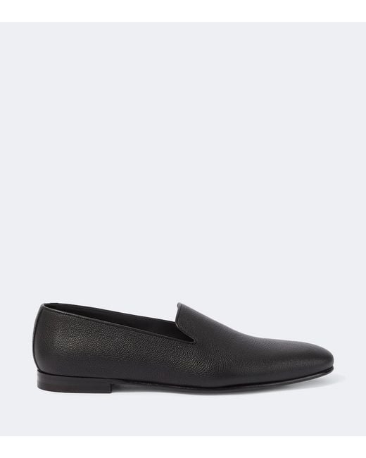 Manolo Blahnik Black Leather Loafers for men