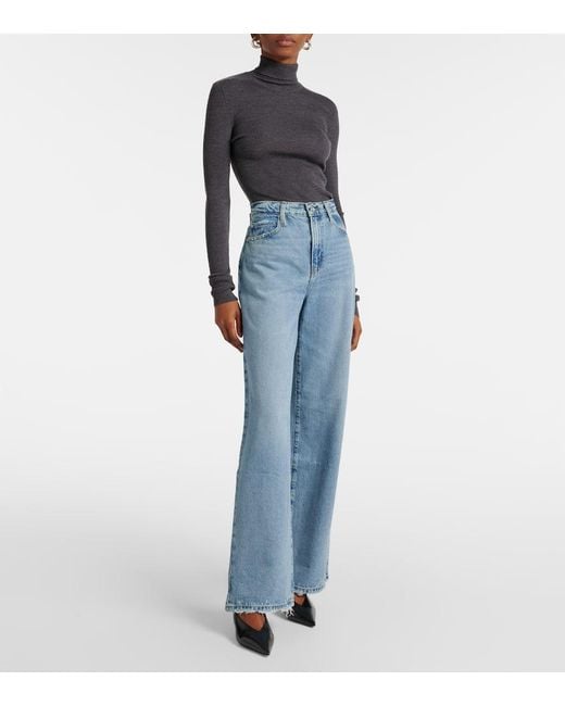 FRAME Blue High-Rise Wide-Leg Jeans Le Jane