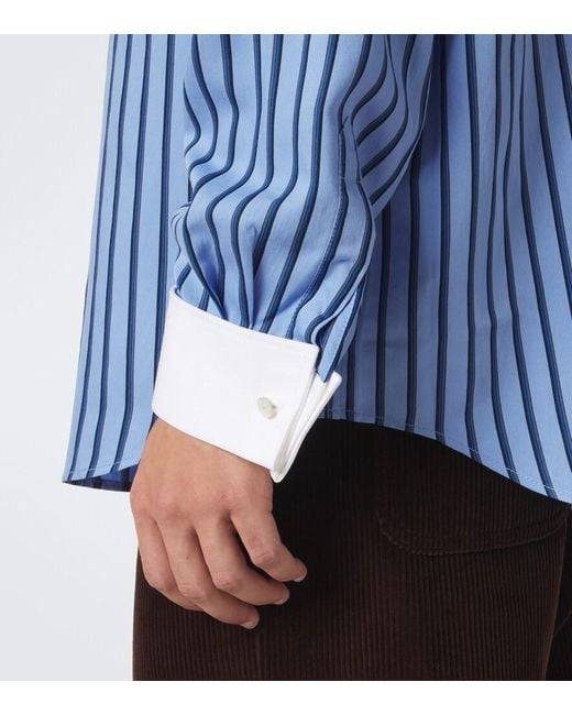 Acne Blue Striped Satin Twill Shirt for men