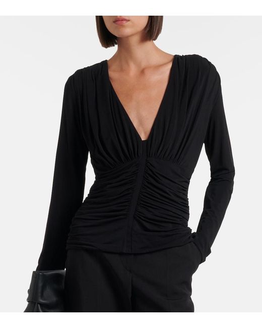 Sportmax Blue Ruched Crepe Top