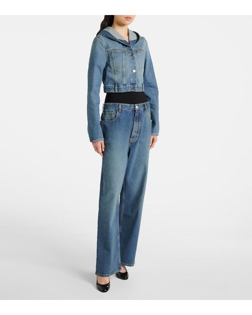 Alaïa Blue Cropped Hooded Denim Jacket