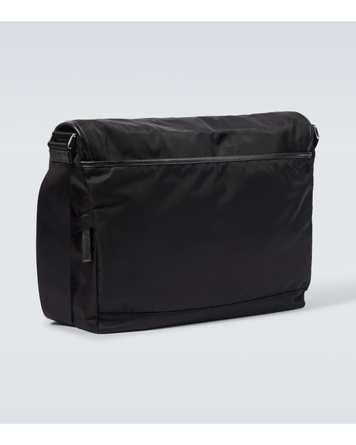 Prada Black Leather-Trimmed Re-Nylon Messenger Bag for men