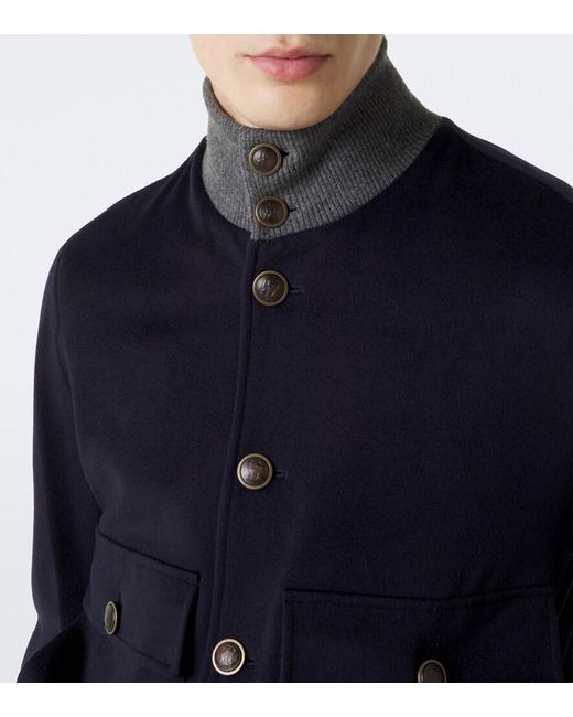 Brunello Cucinelli Blue Virgin Wool Blouson Jacket for men