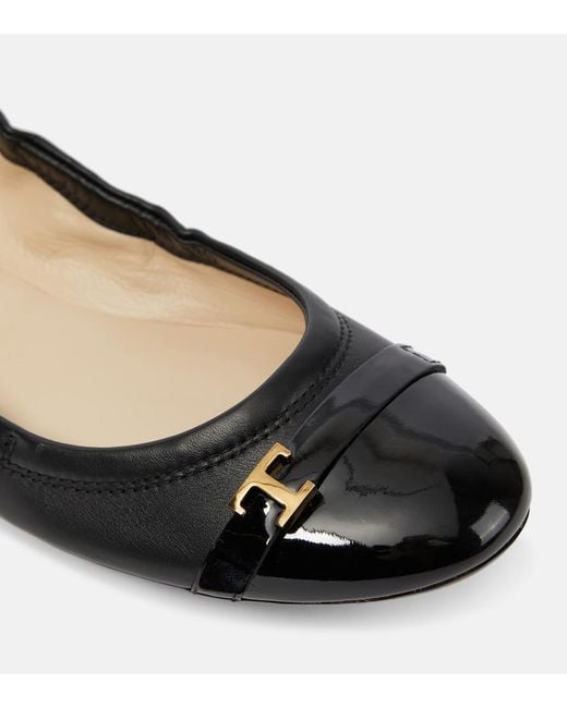 Tod's Black Bubble Leather Ballet Flats
