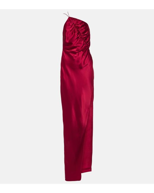 The Sei Red One-shoulder Silk Charmeuse Gown
