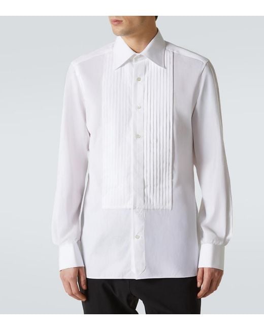 Tom Ford White Cotton Voile Tuxedo Shirt for men