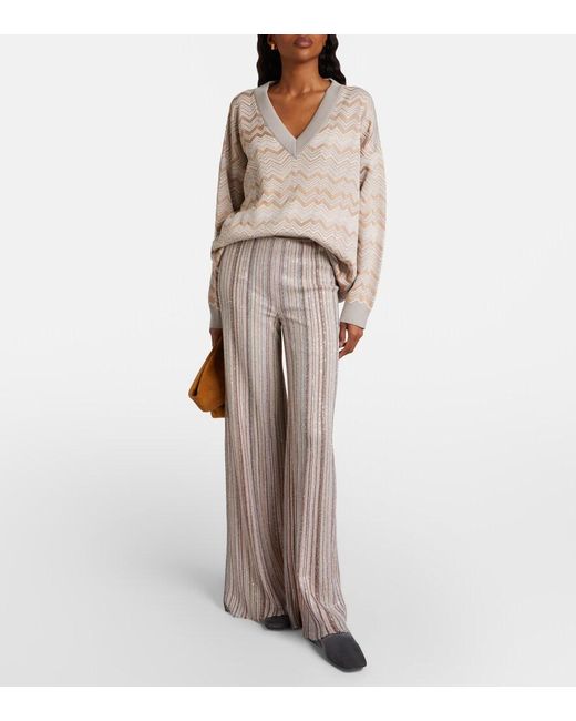 Pullover A Zig Zag di Missoni in Natural