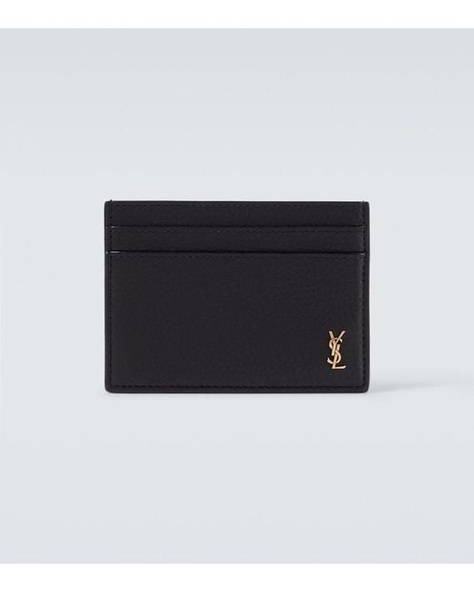 Saint Laurent Black Cassandre Leather Card Holder for men