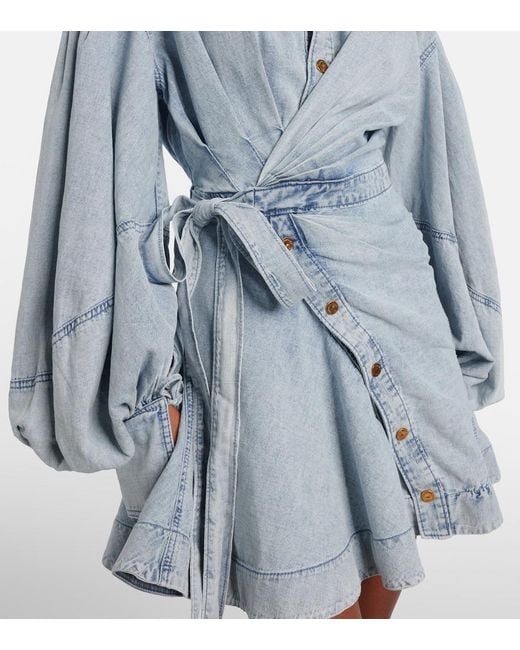 Zimmermann Blue Denim Rebellion Wrap Mini Dress