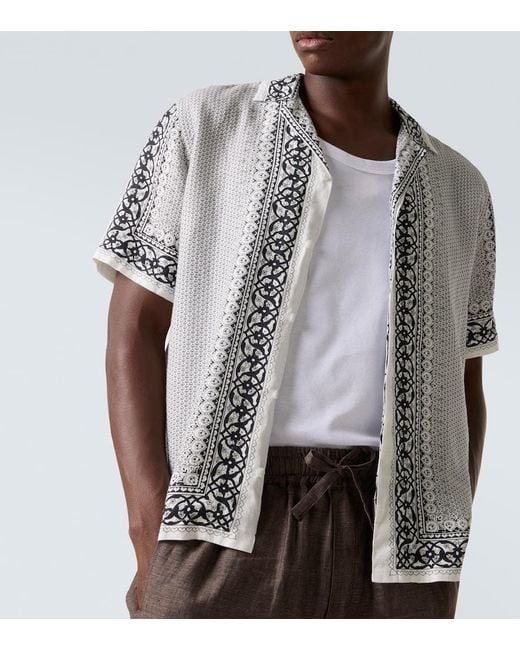 Orlebar Brown Metallic Maitan Printed Linen Bowling Shirt for men