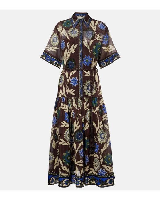 ALÉMAIS Black Jasper Printed Cotton And Silk Shirt Dress