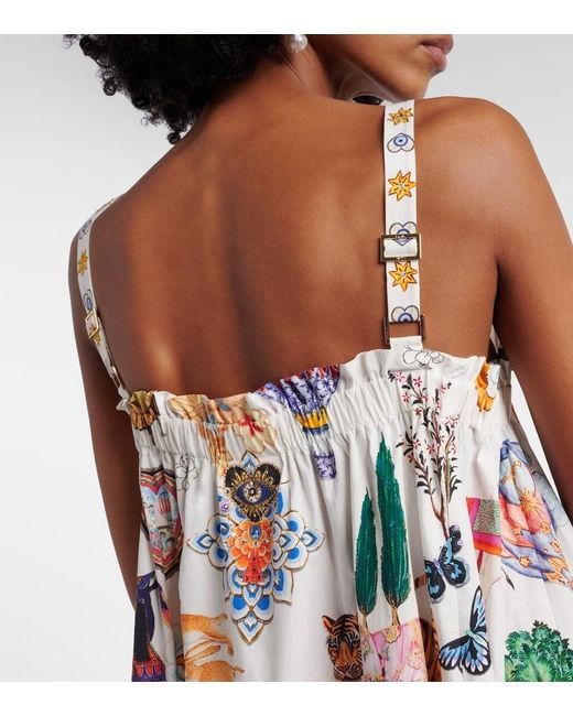 Camilla White Embellished Printed Cotton Maxi Dress