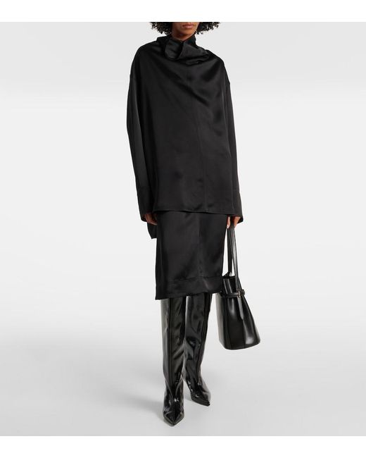 Totême Black Leather Pointed-Toe Knee-High Boots