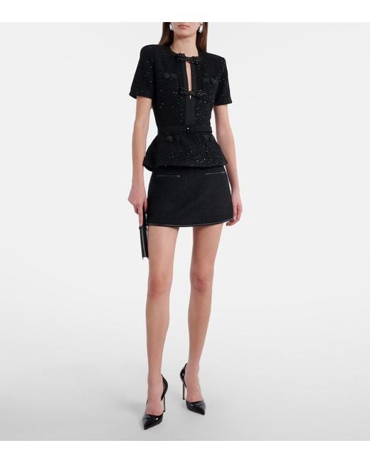 Self-Portrait Black Sequined Knitted Top