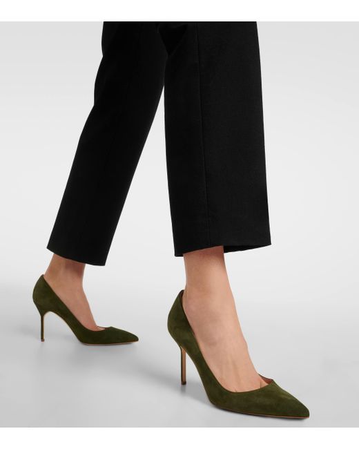 Manolo Blahnik Green Bb 90 Suede Pumps