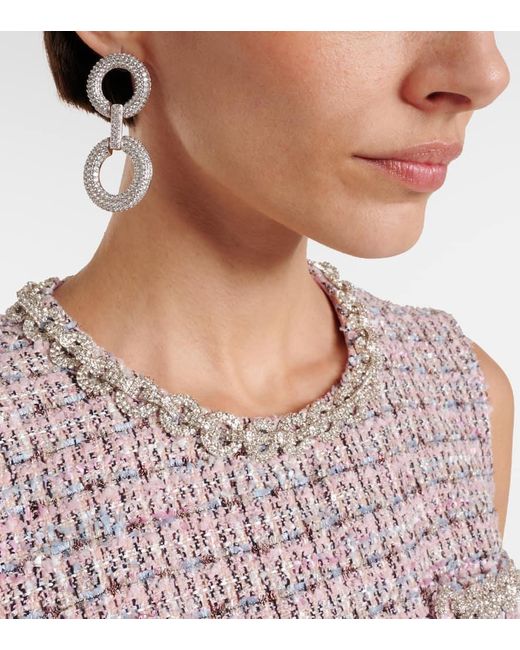 Self-Portrait White Crystal-Embellished Earrings