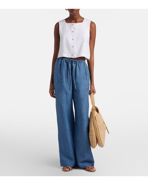 Posse White Rio Linen Crop Top