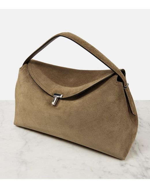 Totême  Brown Tote T-Lock Aus Veloursleder