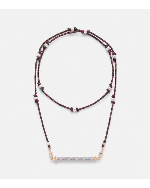 Marie Lichtenberg White Candy Cane 18Kt Necklace With Diamonds And Enamel