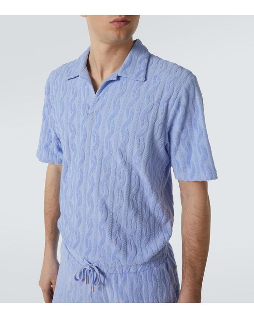 Frescobol Carioca Blue Faustino Cotton Terry Polo Shirt for men