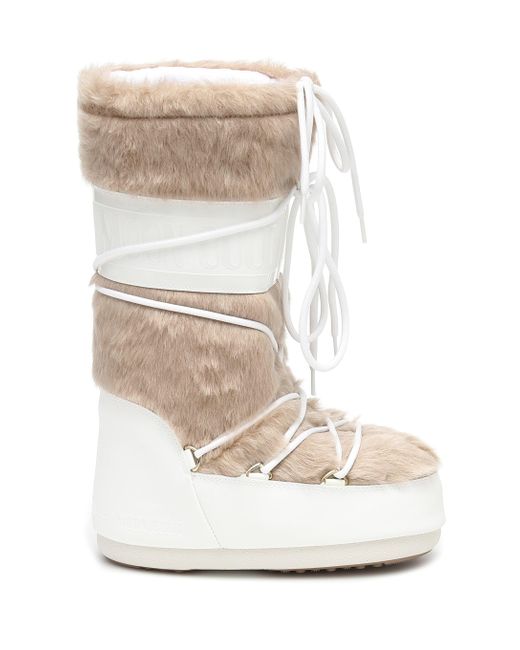 cream fur snow boots