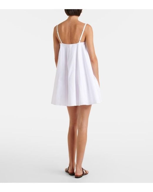 Staud White Cecily Cotton Poplin Minidress