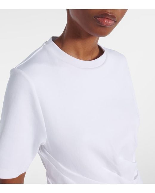 Loewe White Draped Cotton-Blend T-Shirt