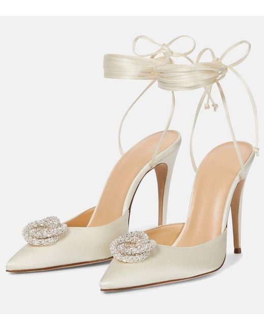 Magda Butrym White Crystal-embellished Satin Pumps