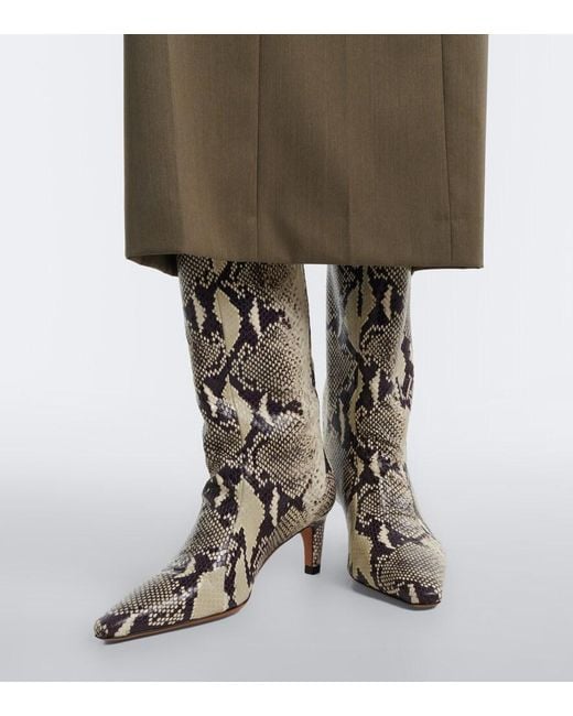 Jude Black Cave Snake-Effect Leather Ankle Boots