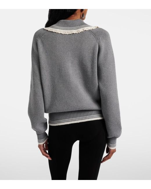 Magda Butrym Gray Crochet-Trimmed Cotton And Cashmere Polo Sweater