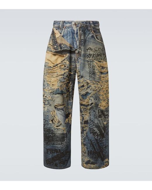 Acne Gray 2023 Trompe L'Oil Wide-Leg Jeans for men