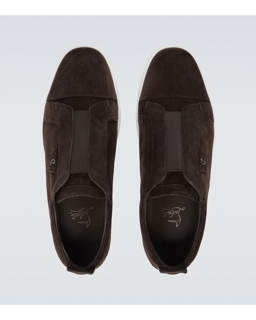 Christian Louboutin Brown St Louis Suede Slip-On Sneakers for men