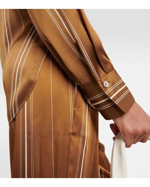 Vince Brown Striped Silk Shirt